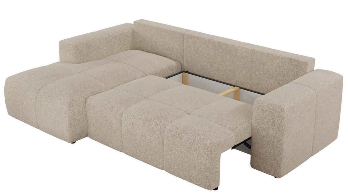 ECKSOFA MONIVA Creme Strukture - Links - Creme/Schwarz, Textil (164/266cm) - MKS