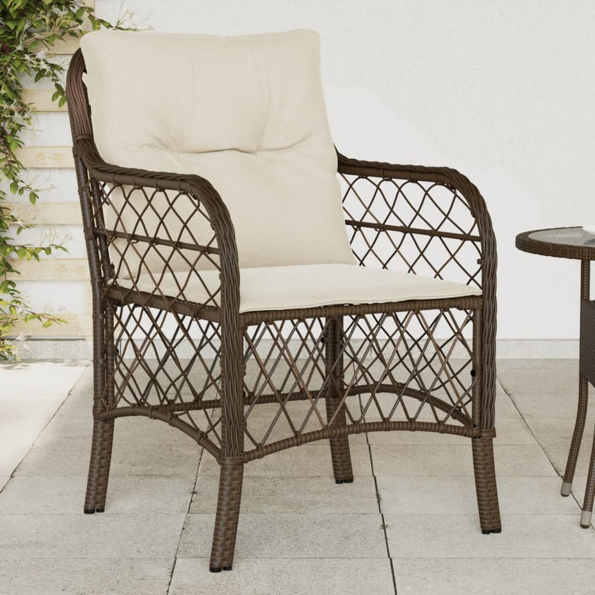 GARTENSTÜHLE Mit Kissen 2er Set Braun Poly Rattan - Braun, Kunststoff (58.5/86/67cm) - vidaXL