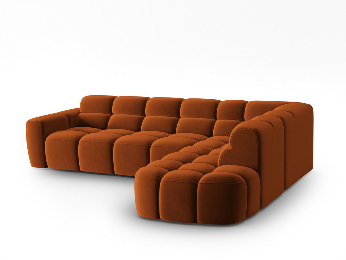 ECKSOFA rechts Lisa aus Samt terrakotta 5 Sitzplätze - Terra cotta, Textil (234/293cm) - Micadoni