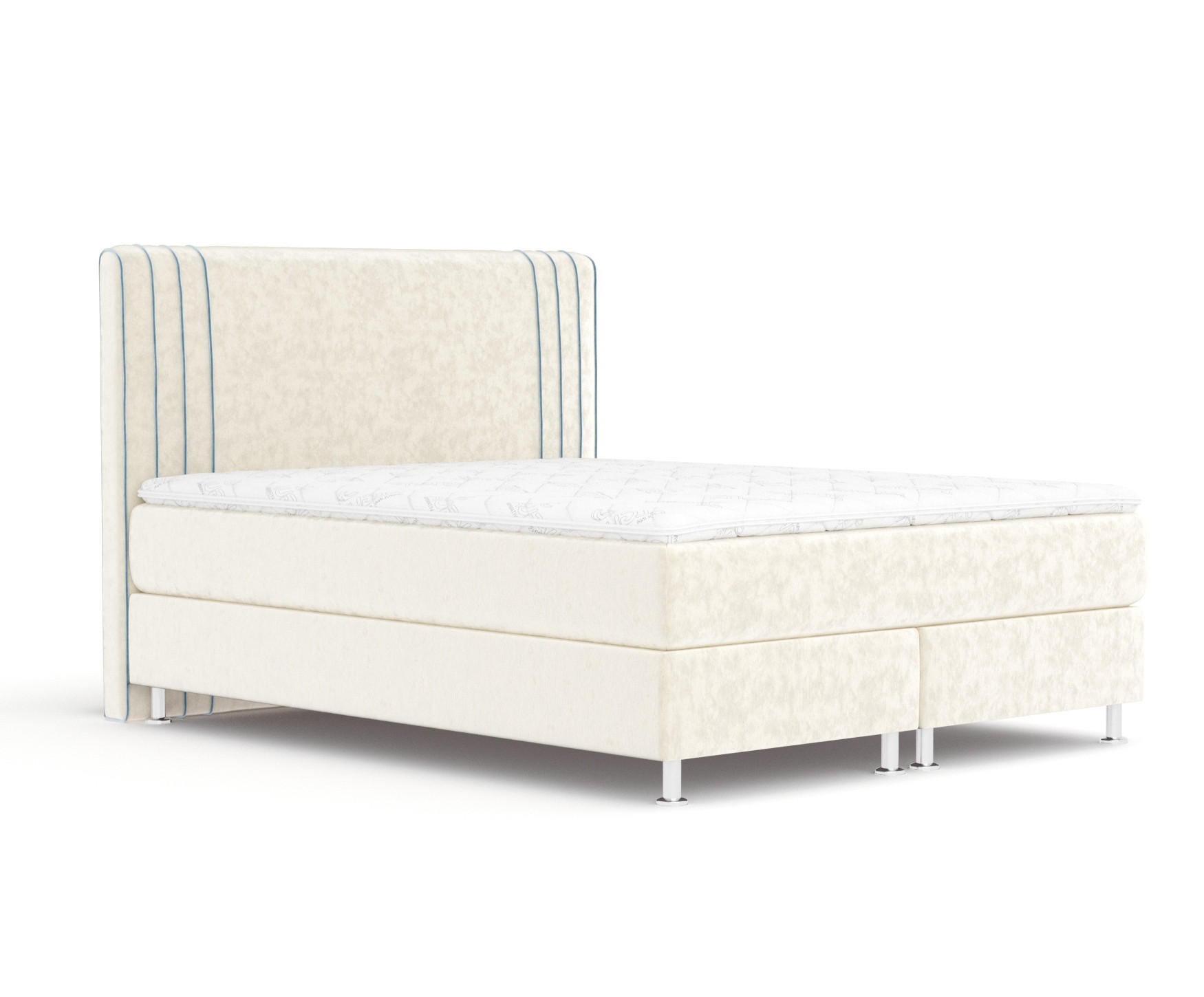 BOXSPRINGBETT Casone Creme/Blau Grau 140/200 cm mit Latex-Topper - Silberfarben/Blaugrau, Holz/Holzwerkstoff (140/200cm) - Maison de Reve