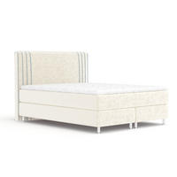 BOXSPRINGBETT Casone Creme/Blau Grau 140/200 cm mit Latex-Topper - Silberfarben/Blaugrau, Holz/Holzwerkstoff (140/200cm) - Maison de Reve