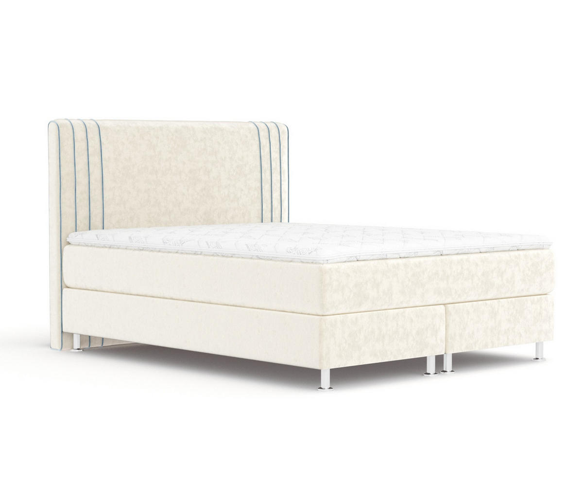 BOXSPRINGBETT Casone Creme/Blau Grau 140/200 cm mit Latex-Topper - Silberfarben/Blaugrau, Holz/Holzwerkstoff (140/200cm) - Maison de Reve
