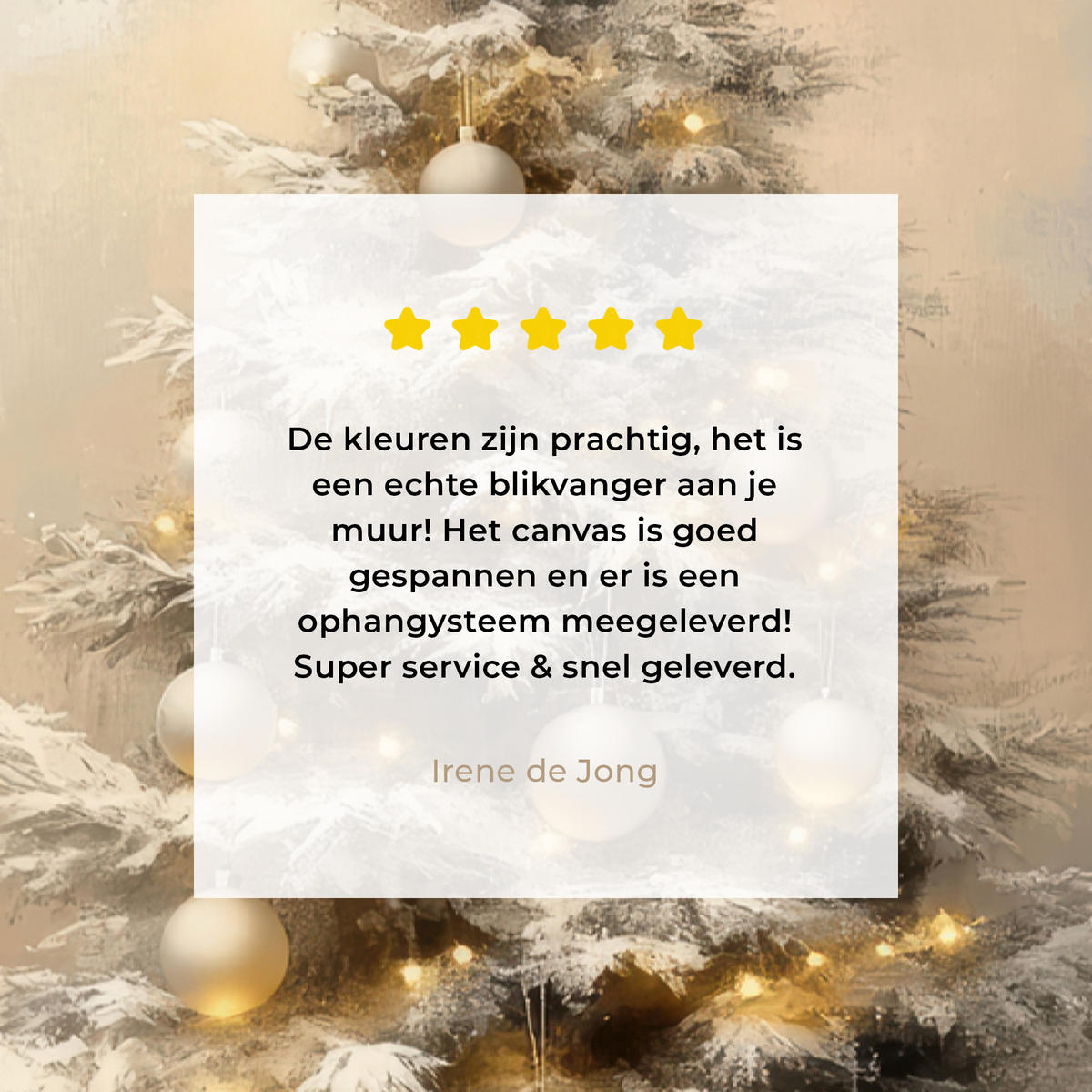 LEINWANDBILD Weihnachten - Weihnachtsbaum - Schnee - Kunst Wanddeko Schlafzimmer 60x90 cm - Champagner, Textil (60/90cm) - MuchoWow