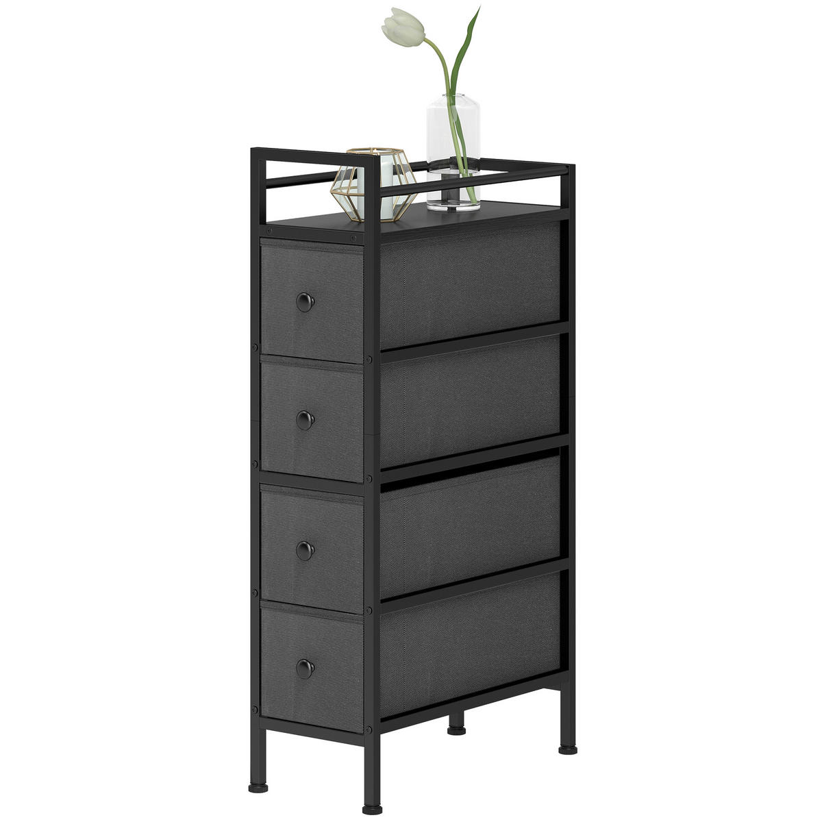 KOMMODE Schwarz 20/43/81,5 cm - Schwarz, Metall (20/81.5/43cm) - PANGIVO
