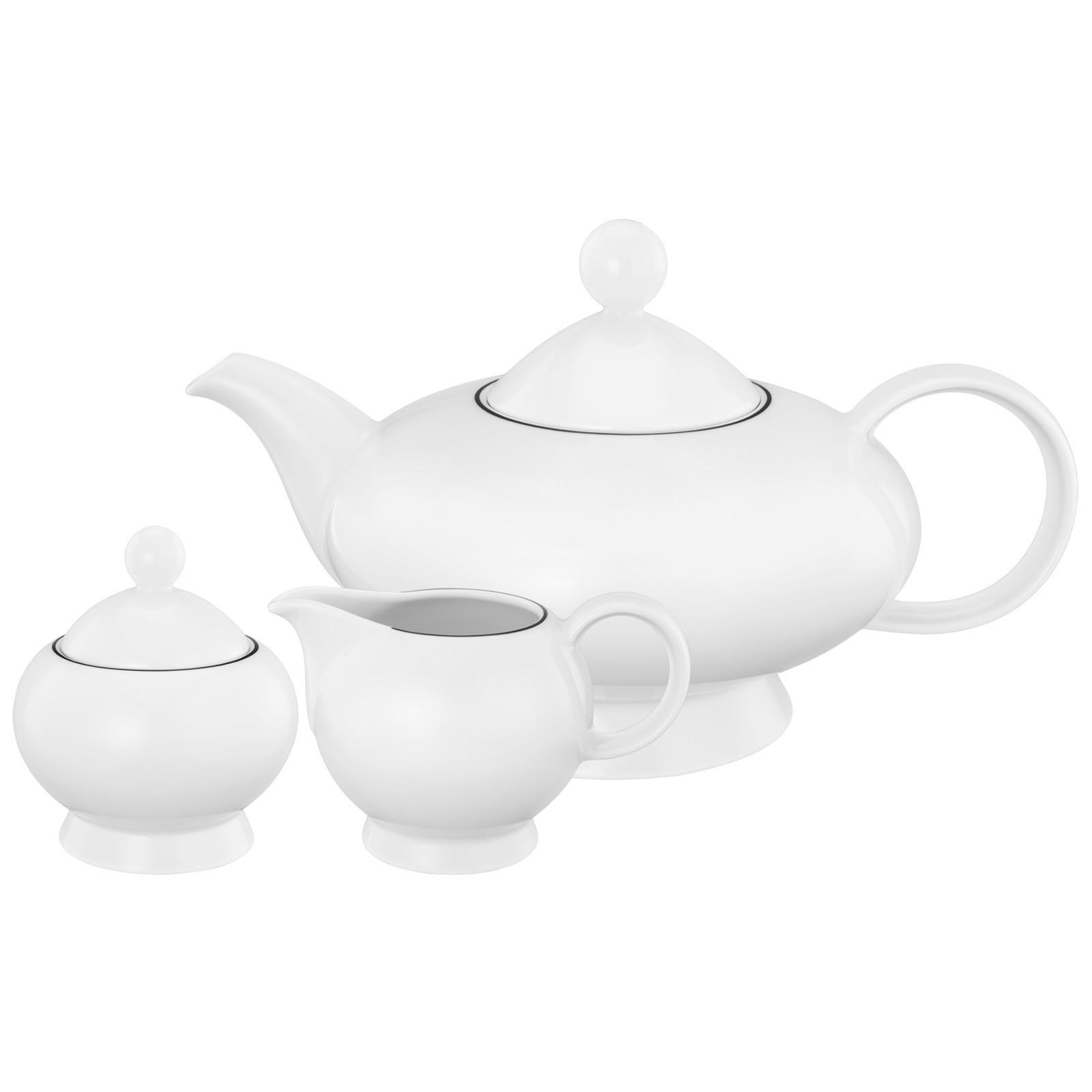 TEEKANNEN-SET Lido Black Line weiß 3er Set - Weiß, Keramik (0.001L) - Seltmann Weiden