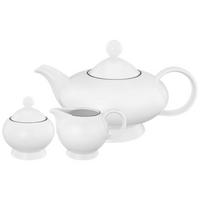 TEEKANNEN-SET Lido Black Line weiß 3er Set - Weiß, Keramik (0.001L) - Seltmann Weiden