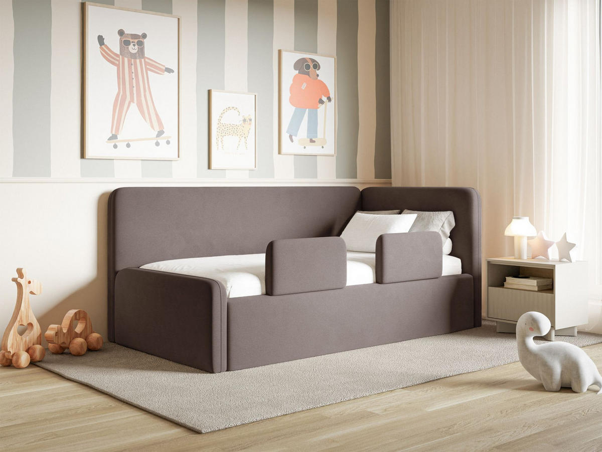 KINDERBETT Fanko Samt Braun 90x200 cm - Schwarz/Braun, Kunststoff/Textil (90/200cm) - Selsey