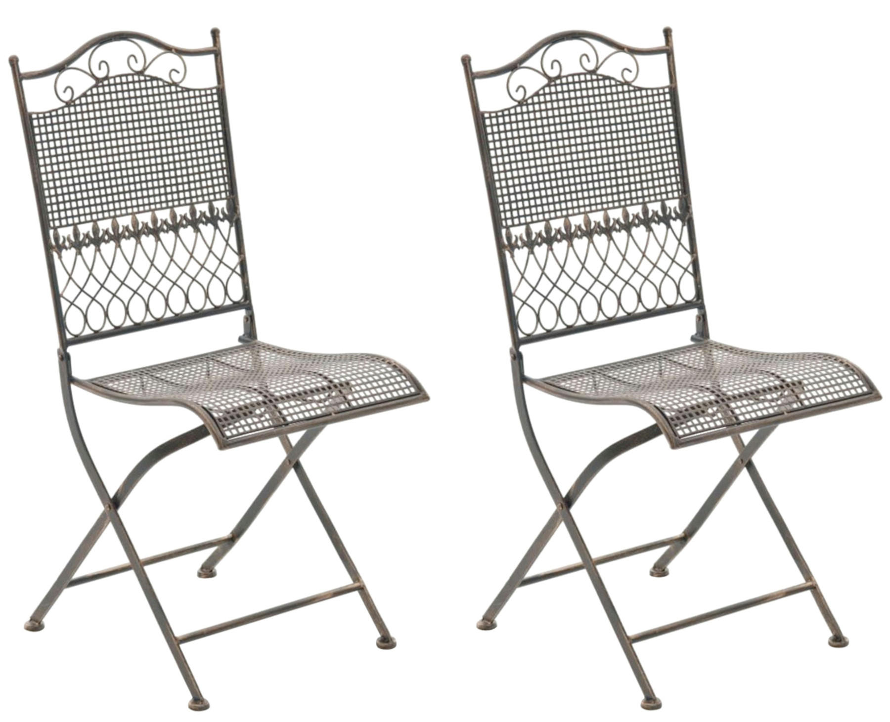 GARTENKLAPPSTUHL 2er Set Metall bronze - Bronzefarben, Metall (41/91/50cm) - CLP