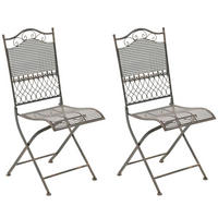 GARTENKLAPPSTUHL 2er Set Metall Bronze - Bronzefarben, Metall (41/91/50cm) - CLP