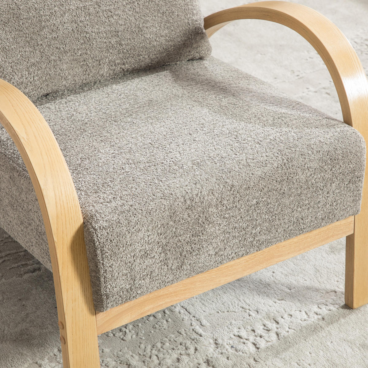 LOUNGESESSEL Chenille mit Holzgestell, DE-42403, Grau - Grau, Holz (70/83.5/82cm) - ComfortXL