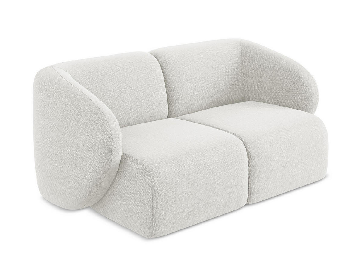 2-SITZER-SOFA Bouclé Stoff Weiß - Schwarz/Weiß, Holzwerkstoff/Kunststoff (174/75/94cm) - Makamii