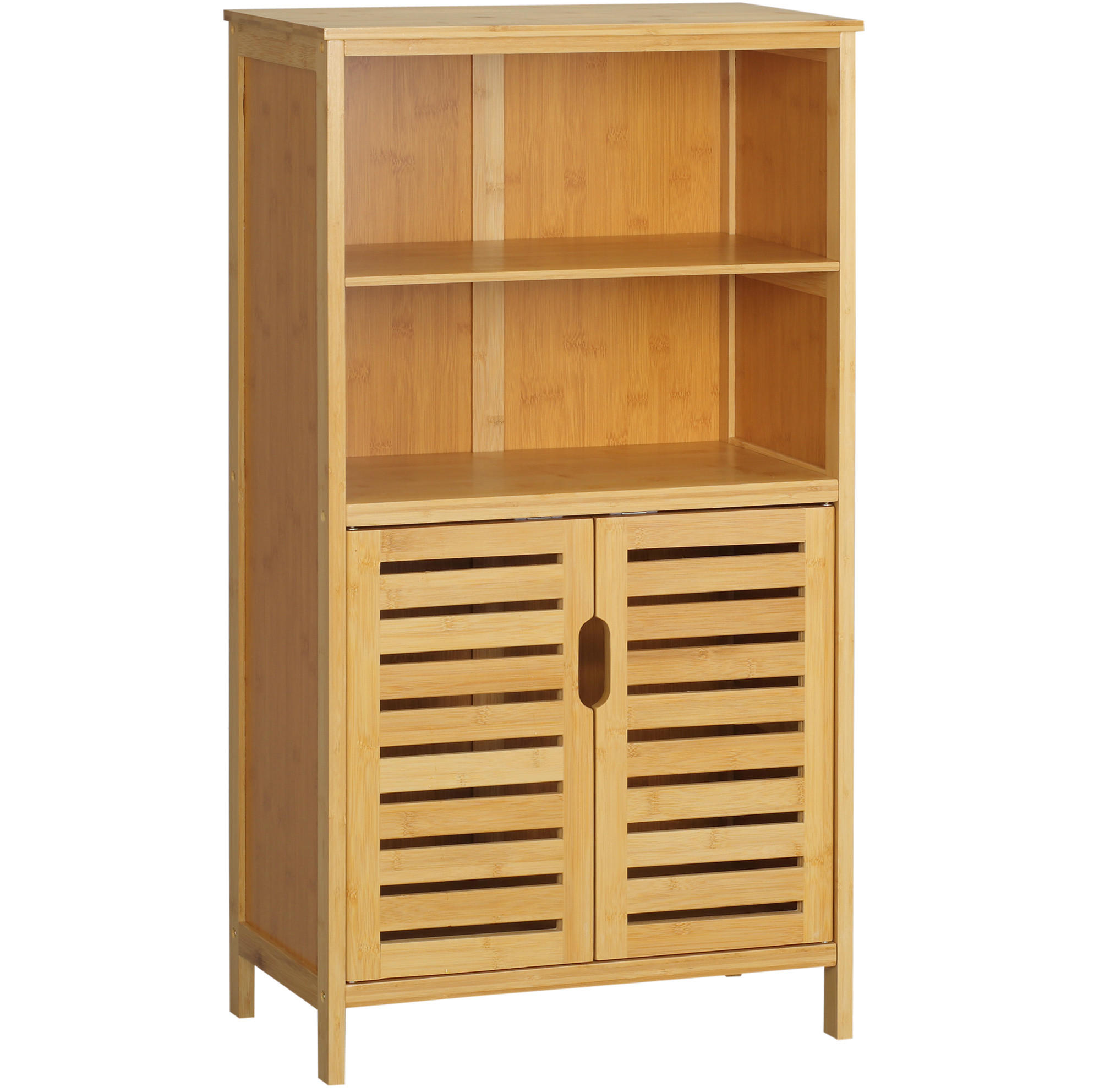 MIDISCHRANK 50/29/92 cm aus Bambus mit Lamellentüren und Kippschutz Natur - Naturfarben, Holzwerkstoff (50/92/29cm) - Modenvie