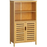 MIDISCHRANK 50/29/92 cm aus Bambus mit Lamellentüren und Kippschutz Natur - Naturfarben, Holzwerkstoff (50/92/29cm) - Modenvie
