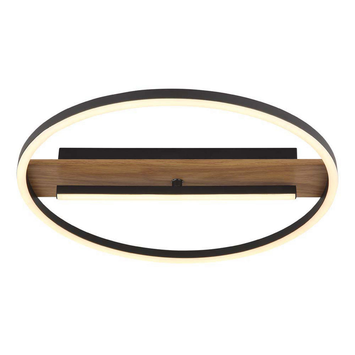 LED DECKENLEUCHTE Metall Schwarz, Holzoptik - Braun, Metall (40.5/40.5/5.5cm) - Globo Lighting