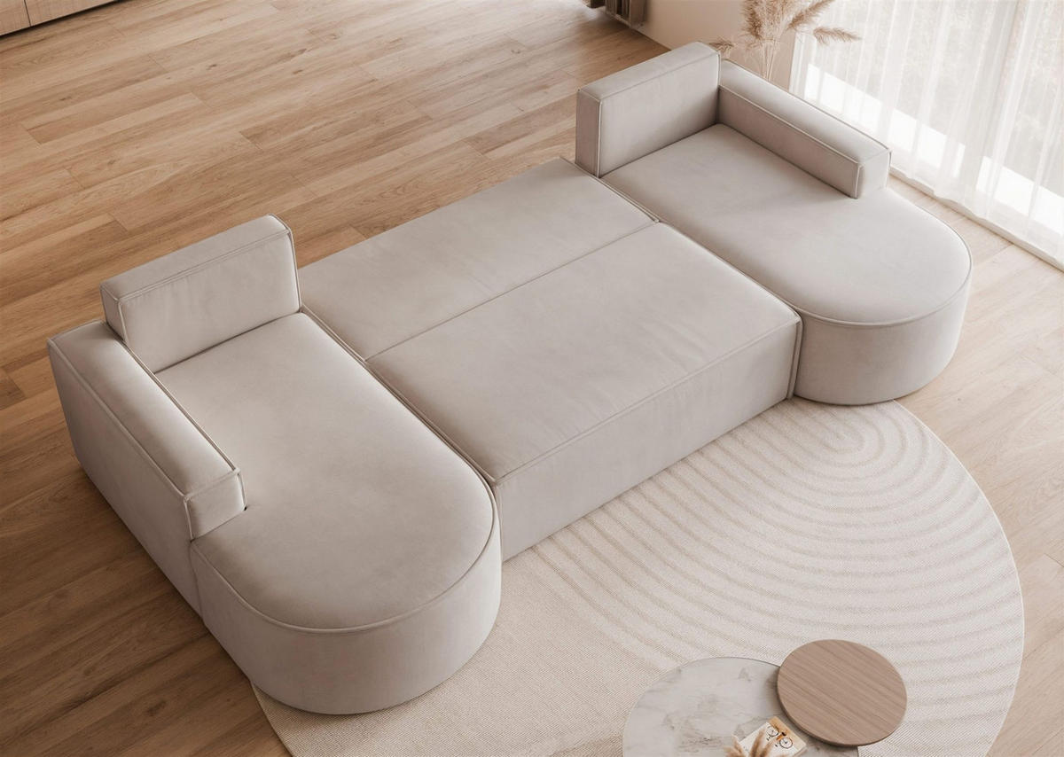 WOHNLANDSCHAFT Arlet Schlaffunktion - Beige, Holzwerkstoff/Textil (316/88/157cm) - Fun Möbel