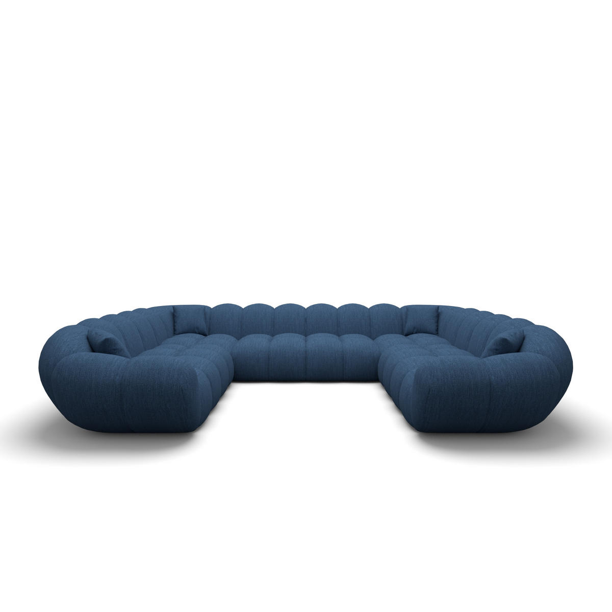 WOHNLANDSCHAFT Liva Dunkelblau Strukturstoff U-Form XXL Panorama - Dunkelblau, Textil (316/70/258cm) - VAROYAL