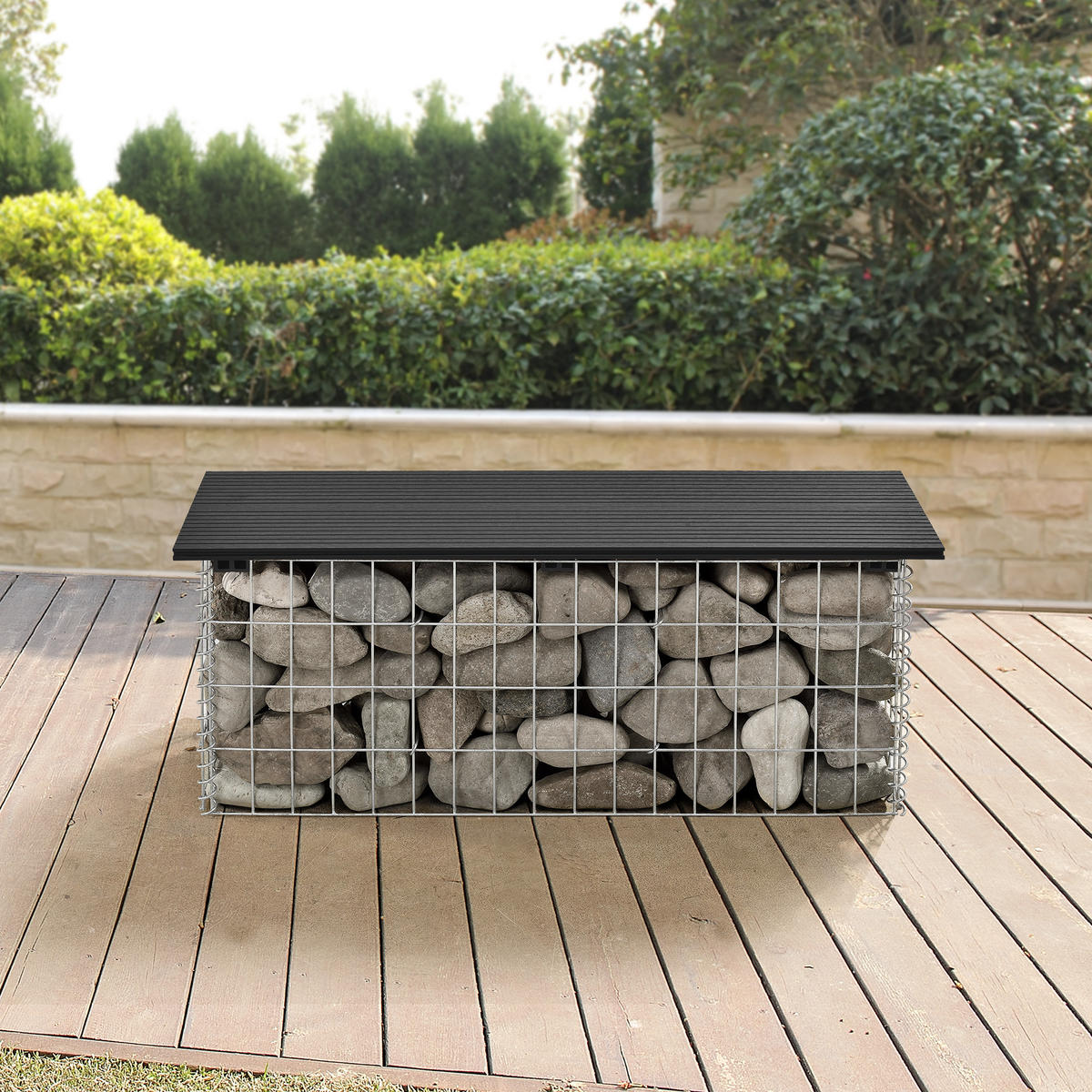 GABIONENBANK - Schwarz, Kunststoff (100/45/30cm) - pro.tec