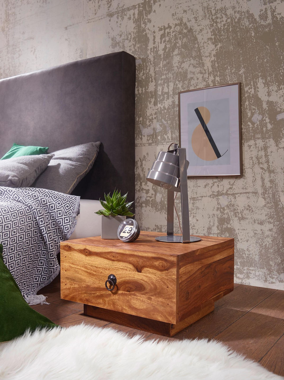 NACHTTISCH Massivholz Schublade Landhausstil Handgefertigt NAKO, Braun 40x40x25 cm - Braun, Holz/Metall (40/25/40cm) - KADIMA DESIGN