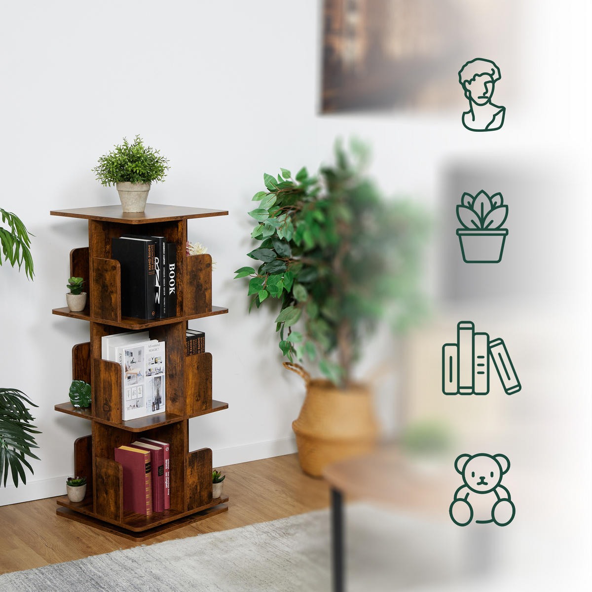 BÜCHERREGAL - Braun, Holzwerkstoff/Metall (39/95/39cm) - Relaxdays
