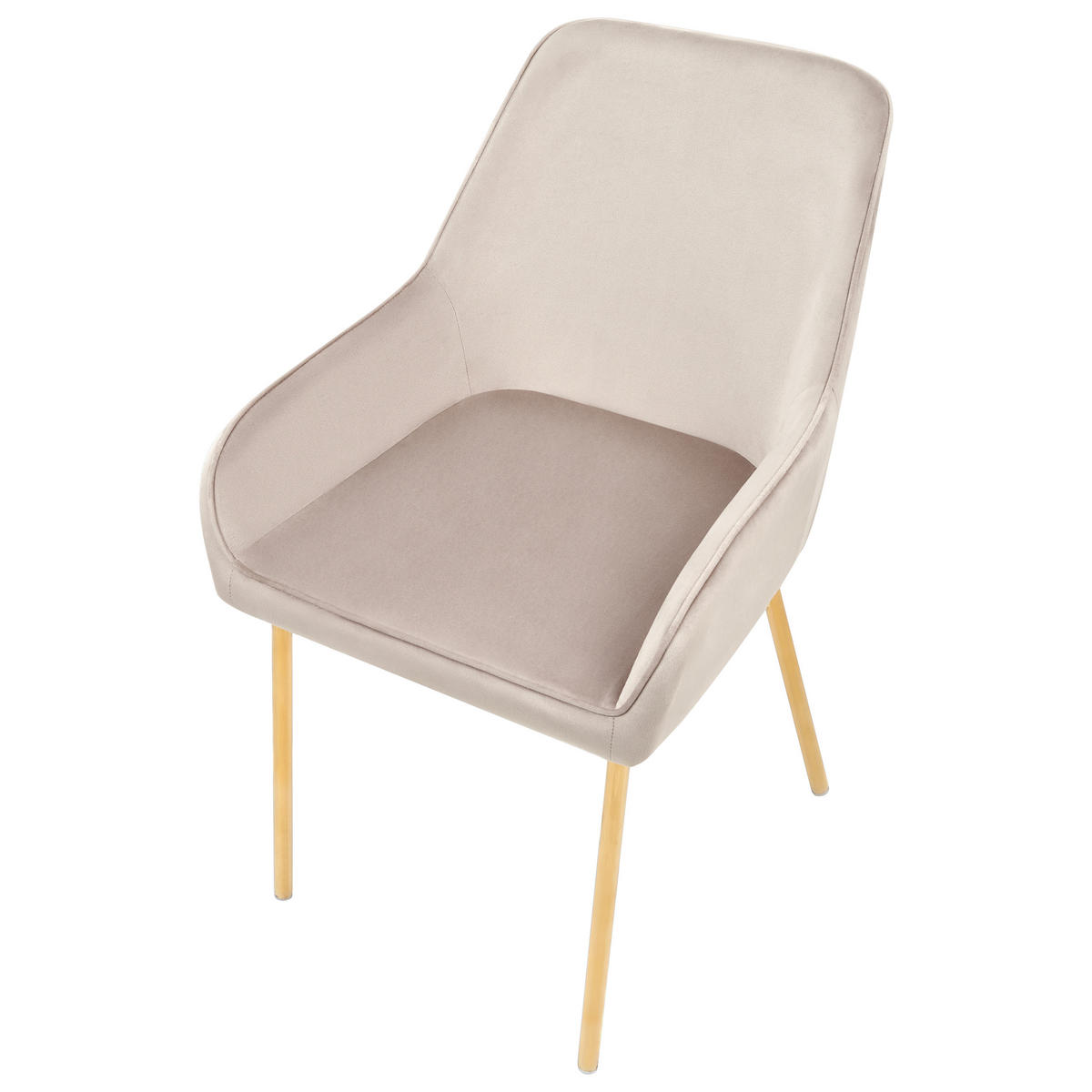 ESSZIMMERSTUHL 2er-Set Samtstoff Beige Loverna - Beige, Textil (54/87/63cm) - Beliani