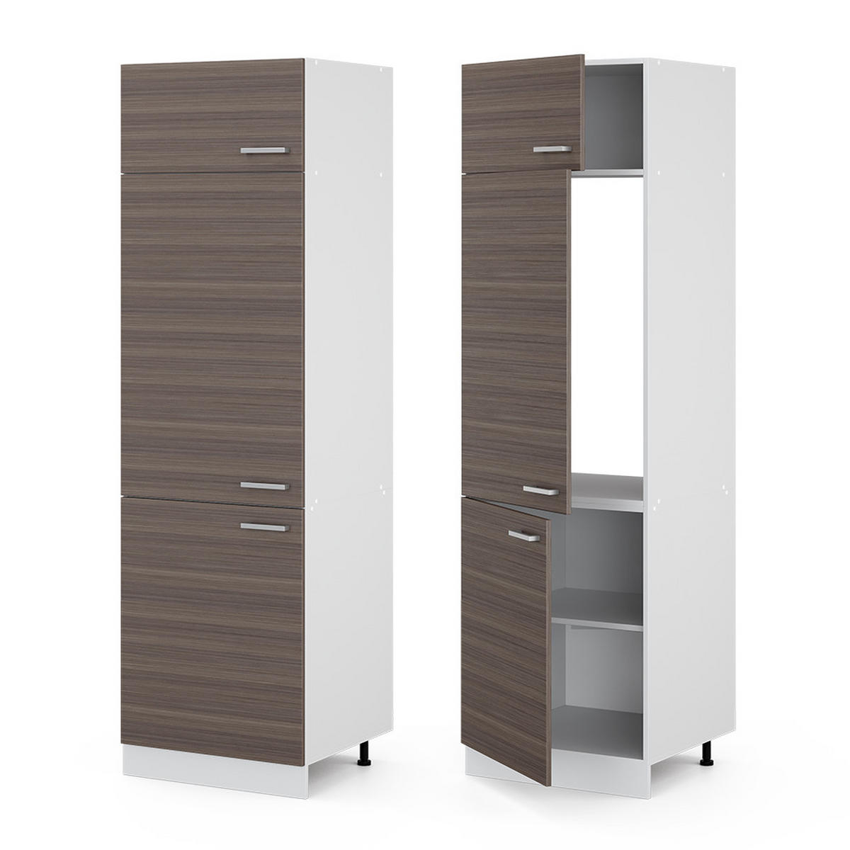 KÜHLUMBAUSCHRANK R-Line Grau 60 cm - Weiß/Braun, Holzwerkstoff (60/206.8/57.2cm) - Vicco