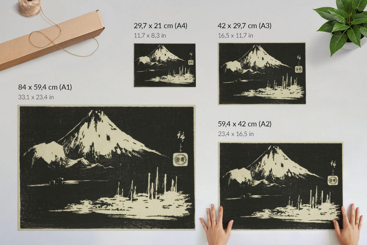 POSTER - 84x59 cm (A1) - Utagawa Hiroshige - Seikenji Fuji - Schwarz, Textil (84/59.4/0.1cm) - TULUP