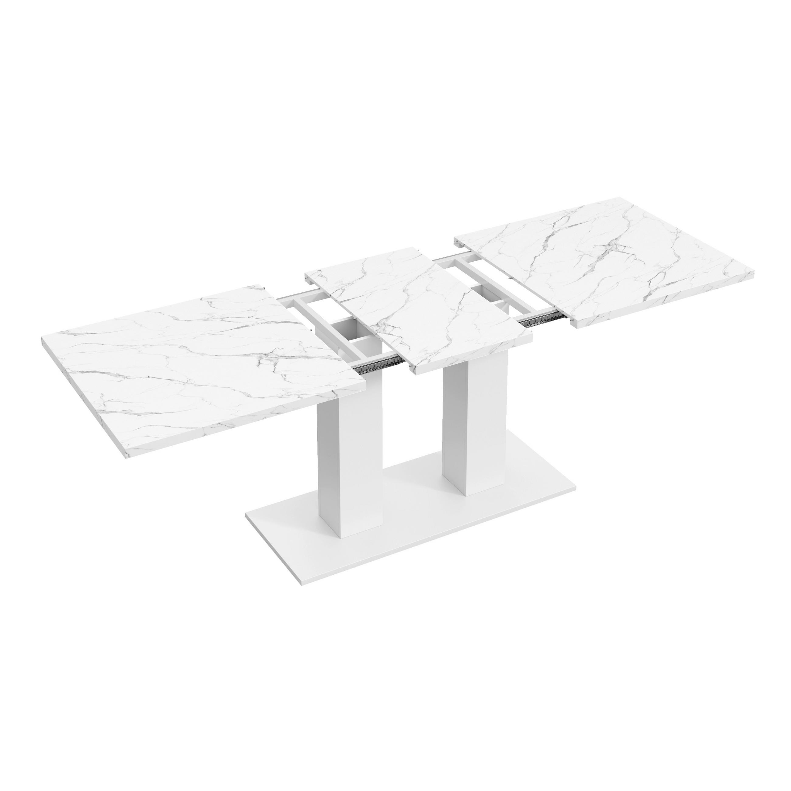 ESSTISCH, 6-8 Personen, Ausziehbar, 140/180x70cm, Weiß - Weiß, Holzwerkstoff (180/70/75cm) - FLIEKS