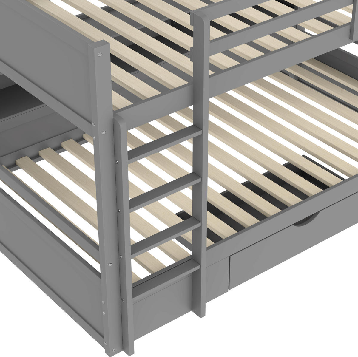 ETAGENBETT 90/200 cm Grau mit Schublade und Ablagen - Grau, Holz (90/200cm) - Flora Grace