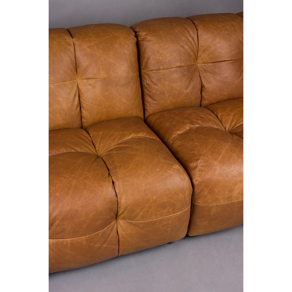SOFA 3-SITZER Hackman Leder Cognac/ Braun - Cognac/Braun, Leder (264/84/102cm) - Dutchbone