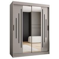 ŠATNÍ skříň s posuvnými dveřmi 200/150/62 2dveřová - černá/kašmírová, dřevo/plast (150/200/62cm)