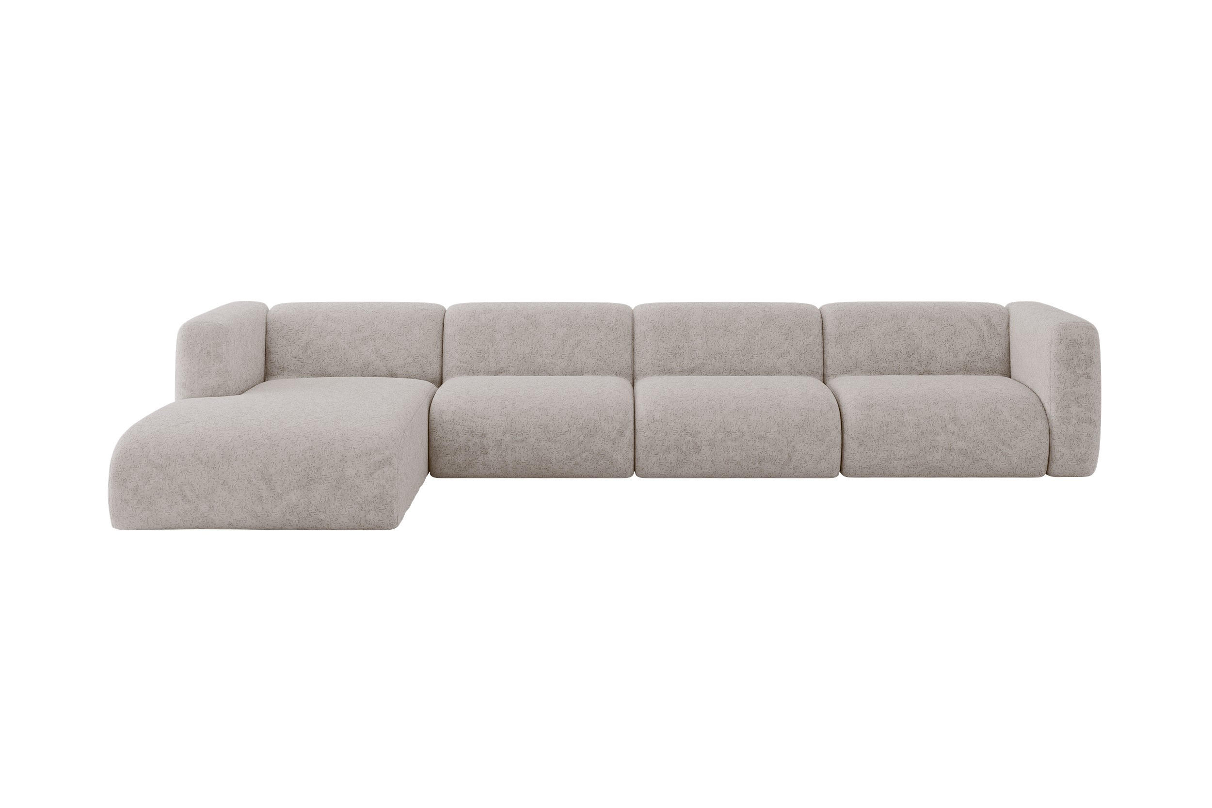 ECKSOFA Ottomane Links MIRA-L3 409x179x70 Hellgrau Velours - Hellgrau/Schwarz, Holzwerkstoff/Kunststoff (409/179cm) - ALTDECOR