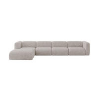ECKSOFA Ottomane Links MIRA-L3 409x179x70 Hellgrau Velours - Hellgrau/Schwarz, Holzwerkstoff/Kunststoff (409/179cm) - ALTDECOR