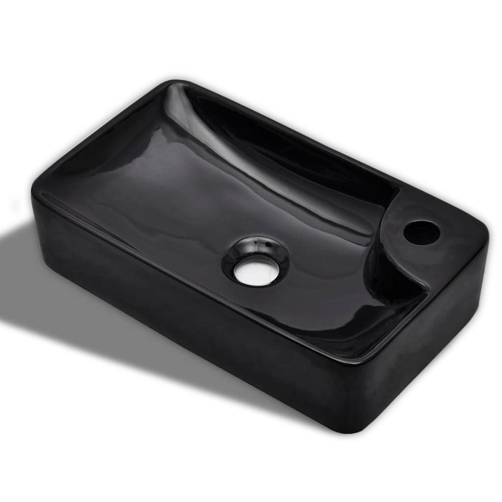 WASCHBECKEN Krone 44/25/10 cm - Schwarz, Keramik (44/10/25cm) - Nettlife