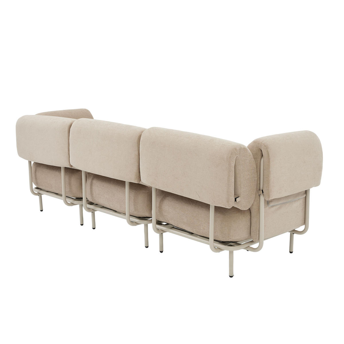 ECKSOFA L-Form modular mit Hocker, DE-42607, Khaki - Sandfarben, Metall (251/155cm) - ComfortXL