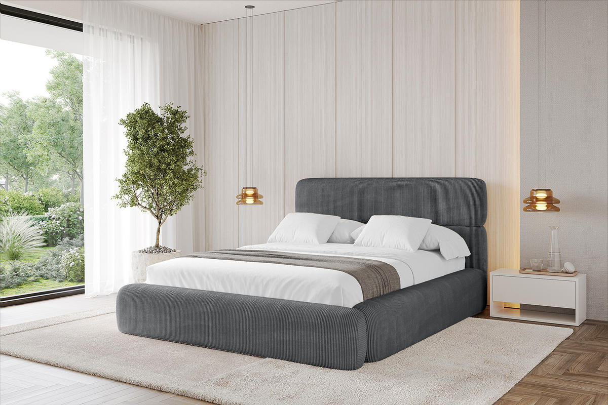 POLSTERBETT mit Bettkasten und Lattenrost, Boxbett ohne Matratze - ENORA 120x200 Dunkelgrau - Anthrazit, Holzwerkstoff/Textil (120/200cm) - ALTDECOR