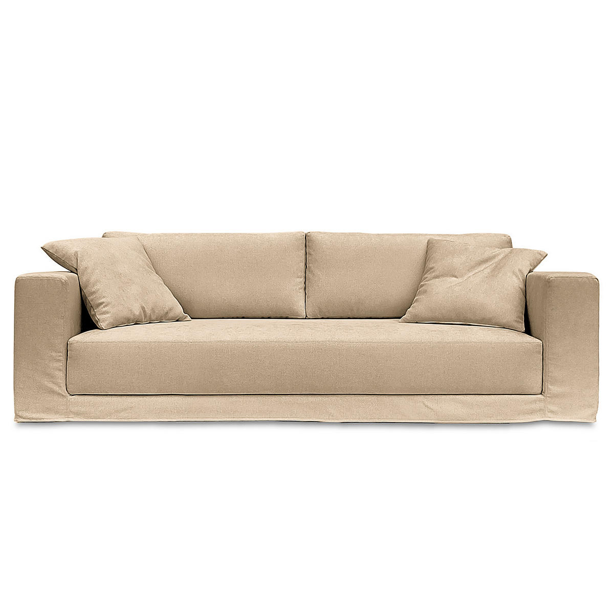 3-SITZER SOFA mit Wechselbezug - Webstoff - Beige, Textil (245/63/122cm) - home24