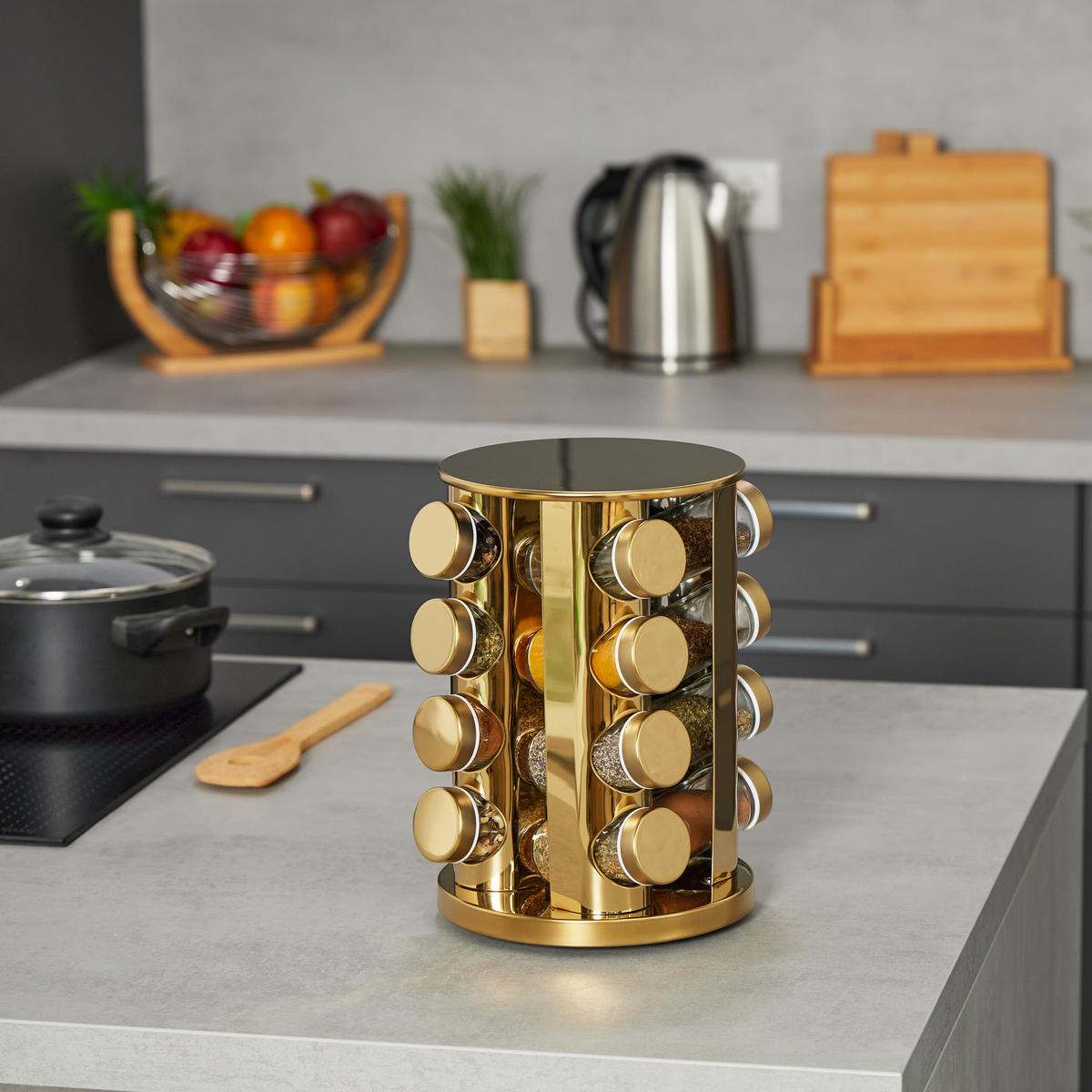 GEWÜRZKARUSSELL - Multicolor, Glas/Kunststoff (20/27.5/20cm) - Relaxdays
