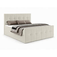 BOXBETT AUREN FRONT 160x200 cm Komplett-Set mit Bonell-Matratze, Topper und Bettkasten, Samt Beige - Beige, Textil (160/200cm) - Luxkor24