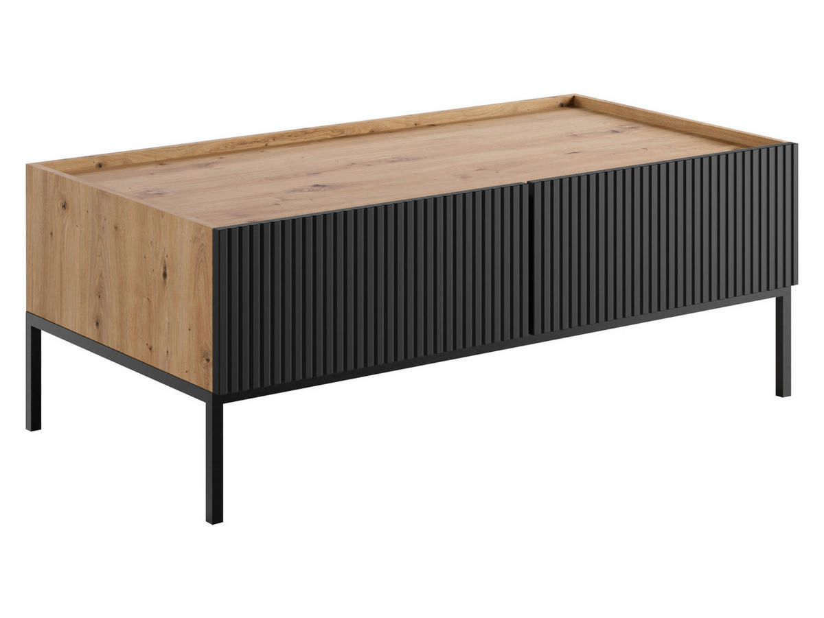 COUCHTISCH Como 2SZ - Schwarz/Eiche Artisan, Holzwerkstoff/Metall (62/120/45cm) - MIRJAN24