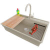 GRANITSPÜLE Oslo Pocket, 2-er set Beige 78/53 cm 1 Becken + Küchenarmatur 32/20 cm + Ablauf-Set + Küchenzubehörset ab 80er Unterschrank - Chromfarben/Beige, Kunststoff (78/20/53cm) - Primagran