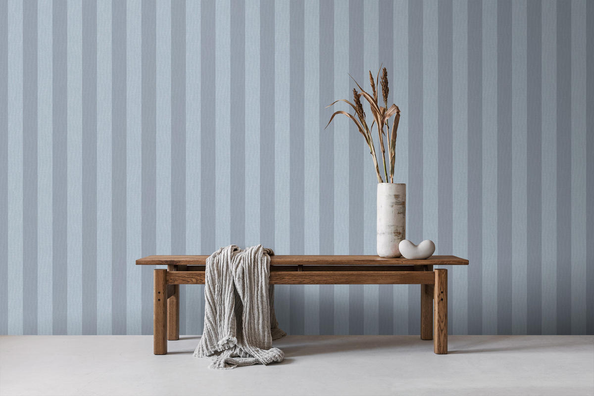 TAPETE Streifen 53 cm x 10 m - Blau, Papier (53/1000cm) - Sanders & Sanders
