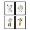 POSTER Set mit 4 Girafa Affe Nashorn und Erdmännchen A3 Rahmenlos - Klar, Papier (29.7/3cm) - Nacnic