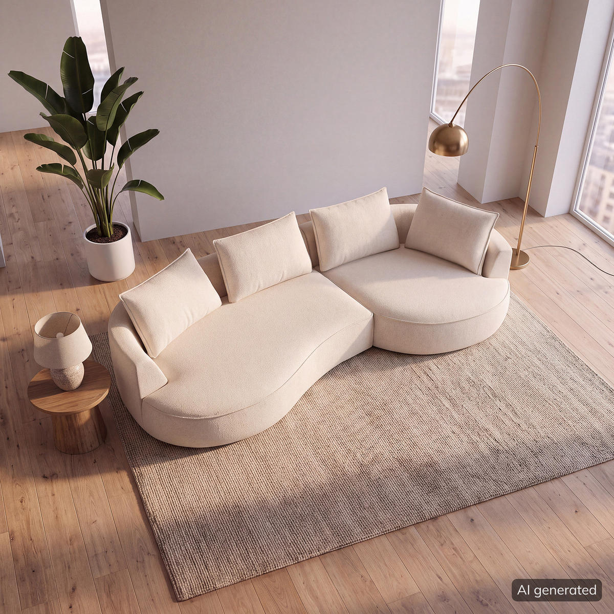 BIGSOFA - Champagner/Schwarz, Kunststoff/Textil (322/82/154cm) - home24