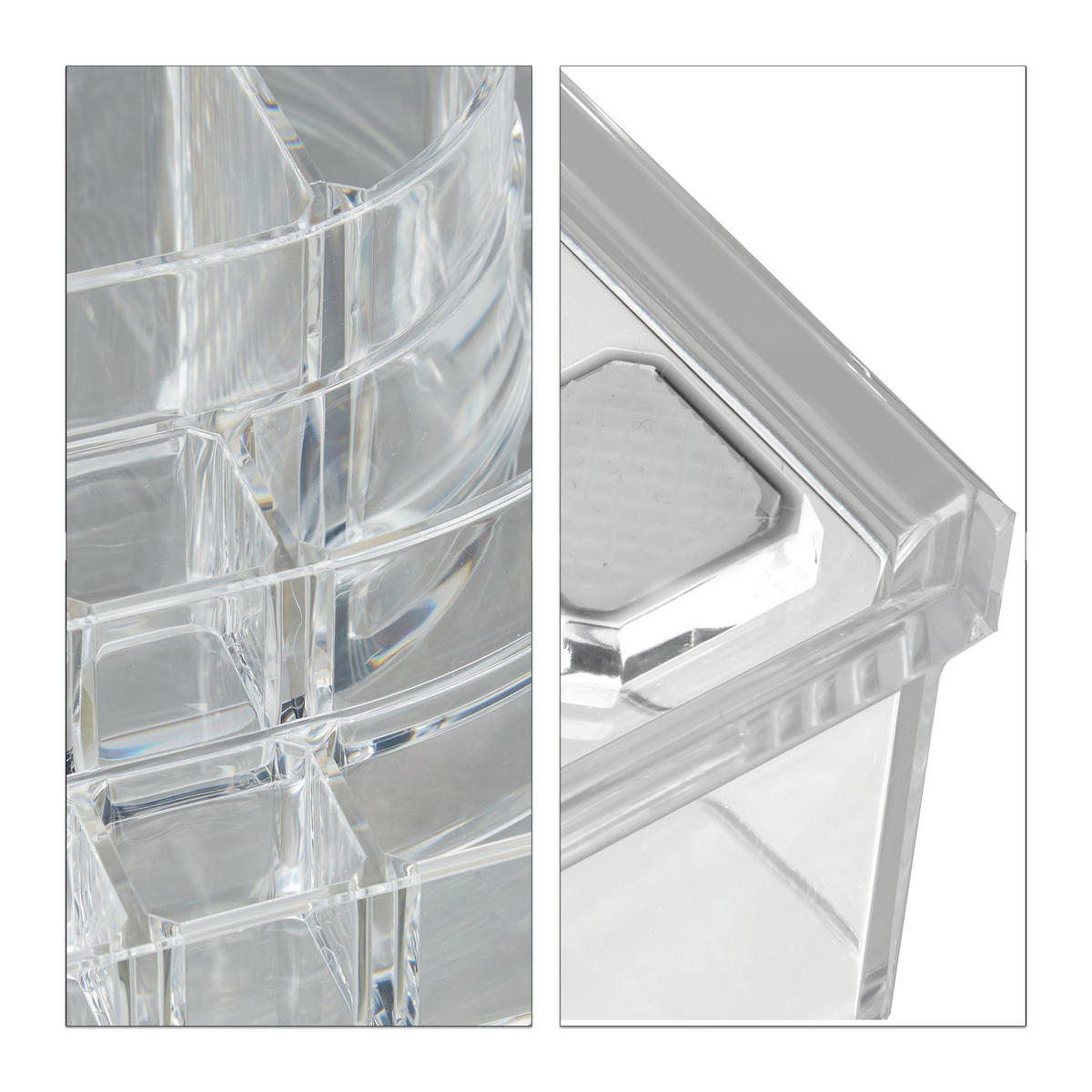 MAKEUP Organizer - Transparent, Kunststoff (23.5/19/14cm) - Relaxdays