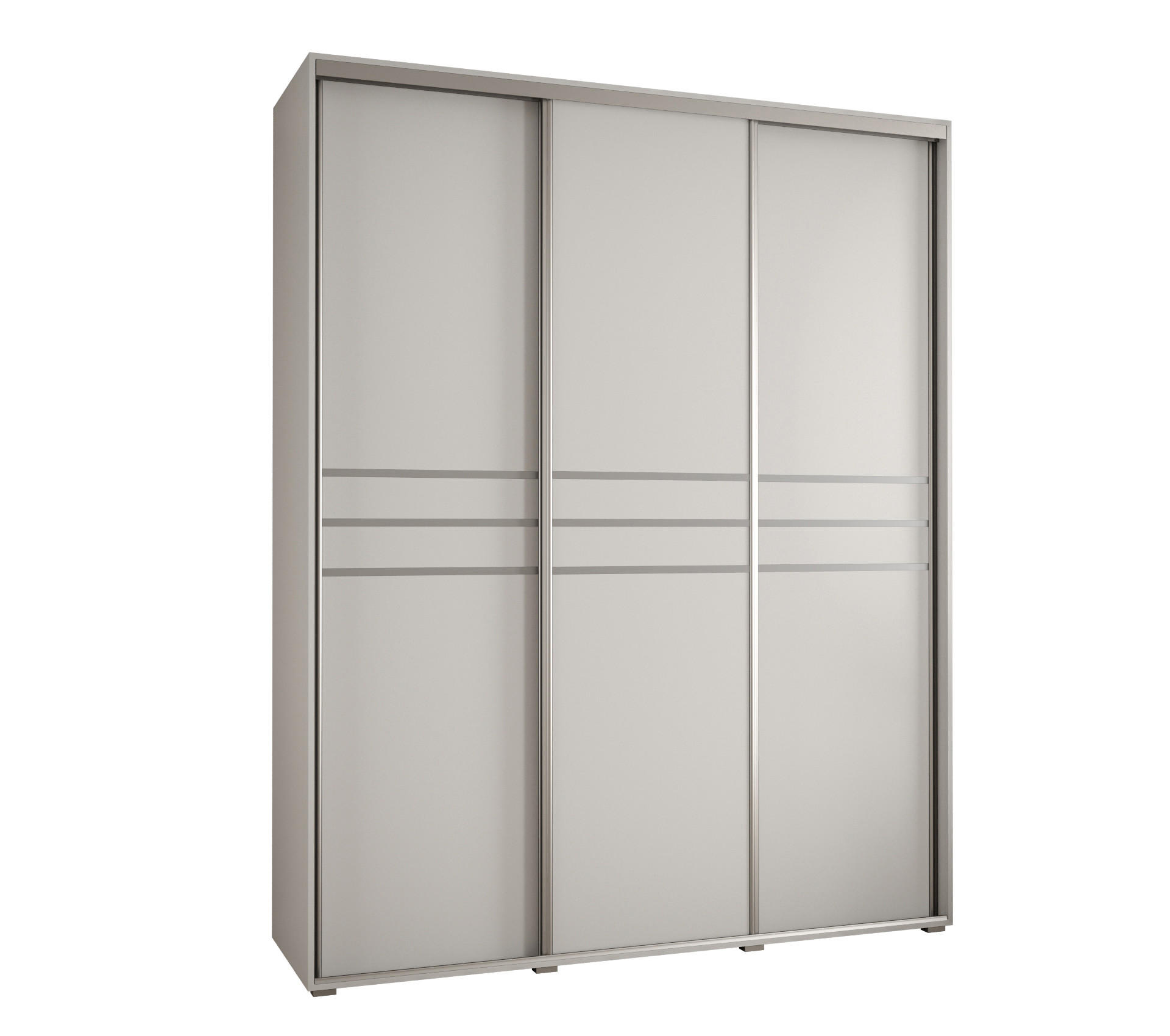 Abiks Möbel Schwebetürenschrank Weiß, Weiß, Silber 190x235x60 cm