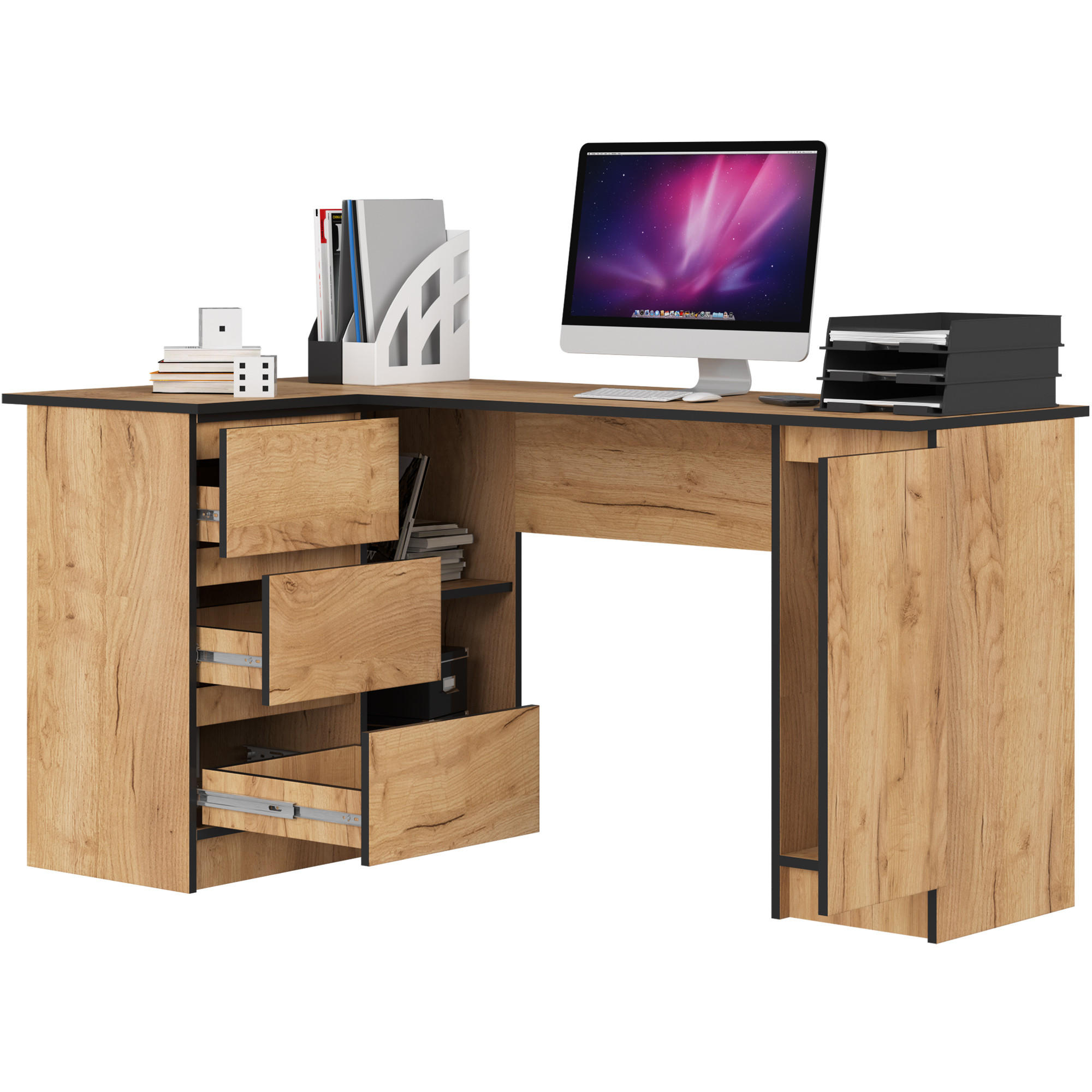 ECKSCHREIBTISCH Eichenfarben 155x85x77 cm - Eichefarben, Holzwerkstoff (85/155/77cm) - Akord