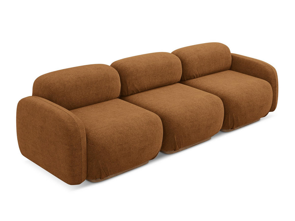4-SITZER-SOFA Bouclé Stoff Orange - Pink/Terra cotta, Holz/Textil (270/73/95cm) - Makamii