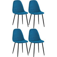STUHL 4er Set Stoff Blau - Blau/Schwarz, Textil/Metall (44/88/51cm) - CLP