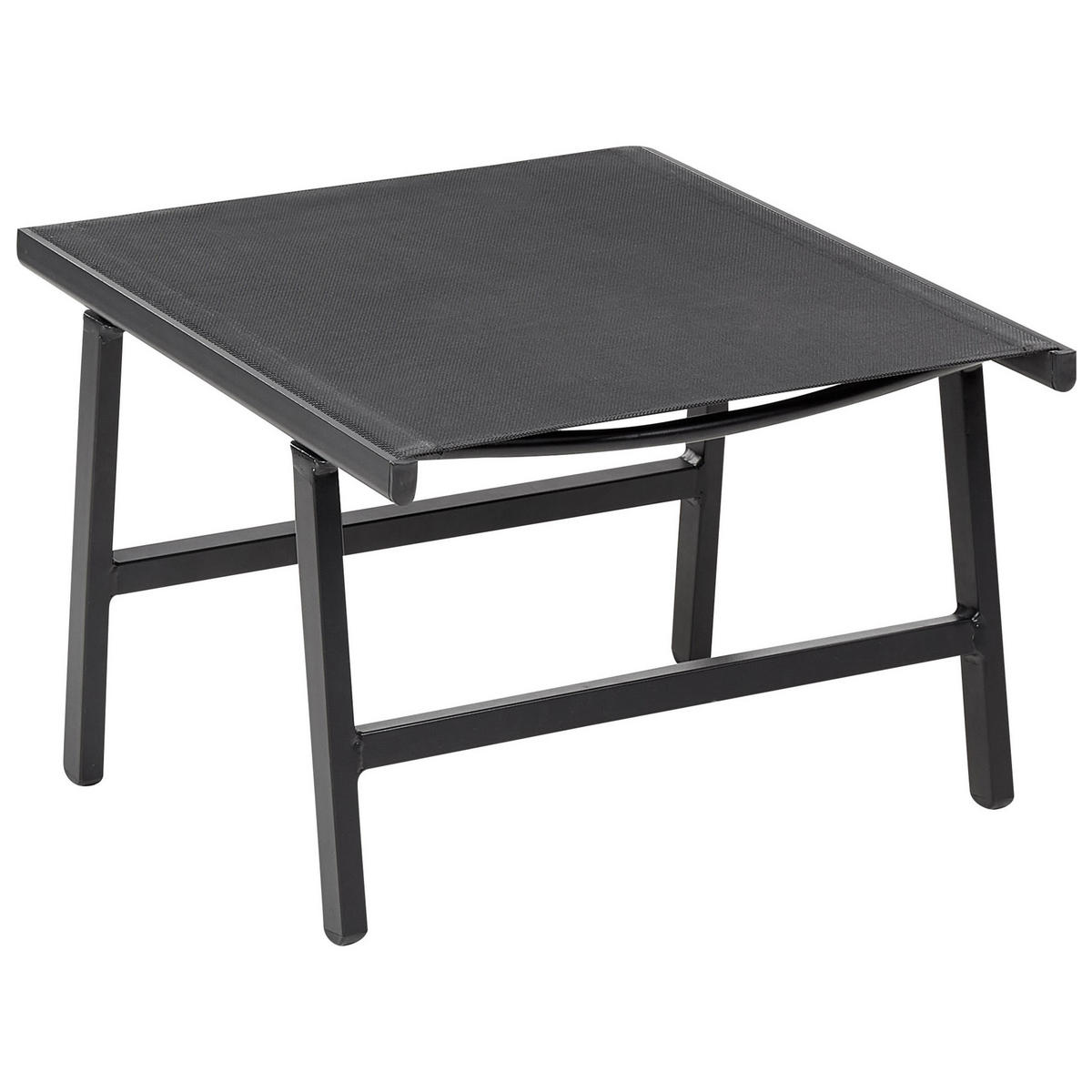 GARTENSTUHL 2er-SET Aluminium schwarz mit Fußhocker Marceddi - Schwarz, Textil (54/70/60cm) - Beliani