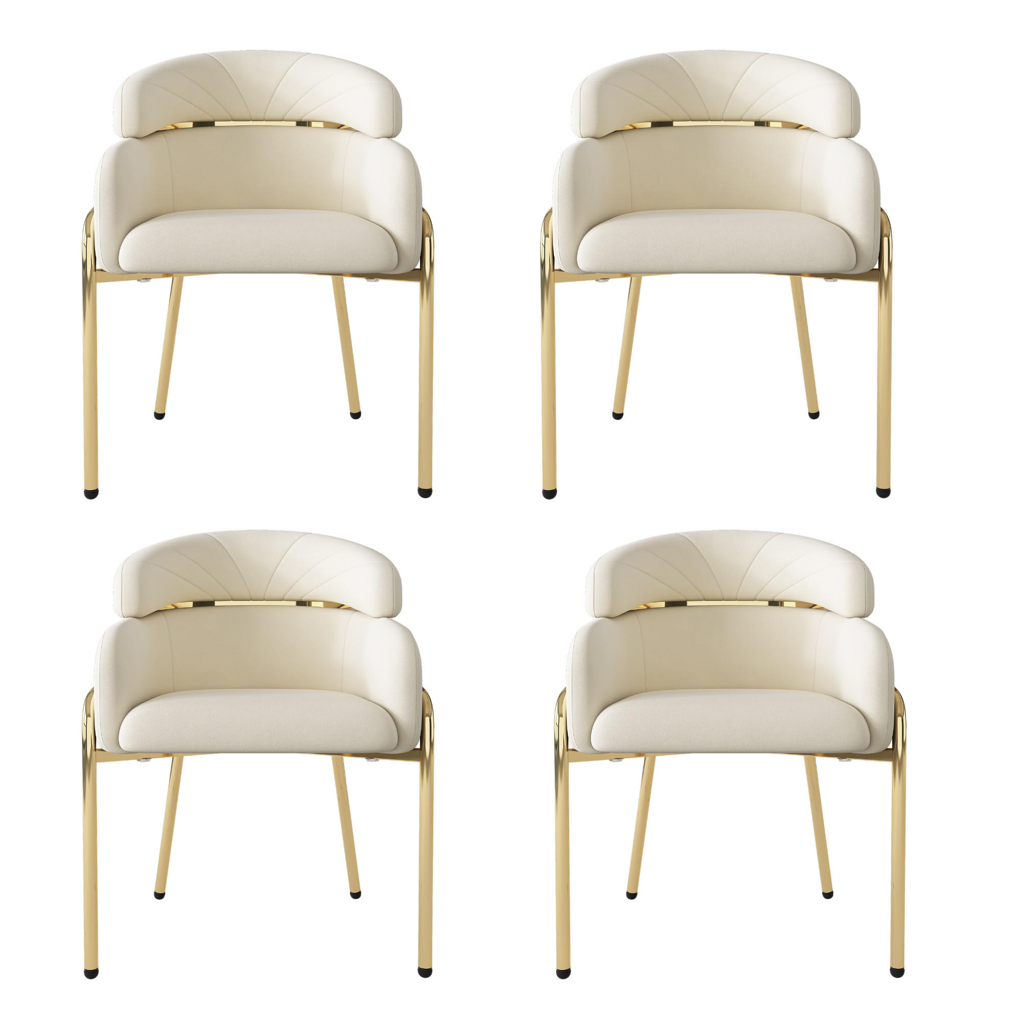 ESSZIMMERSTUHL 4er Set Samt Beige Metallbeine - Beige, Textil (54.5/78/57cm) - FLIEKS